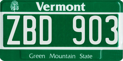 VT license plate ZBD903