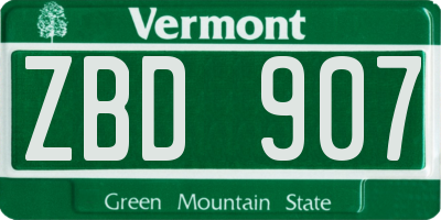 VT license plate ZBD907