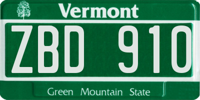 VT license plate ZBD910