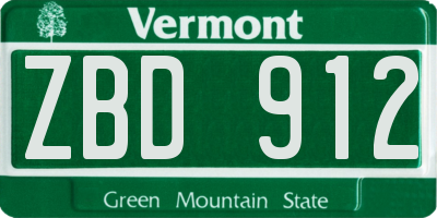 VT license plate ZBD912