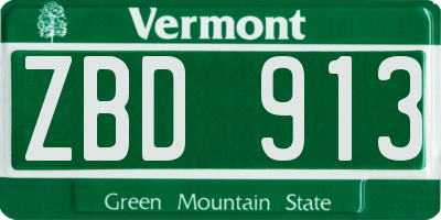 VT license plate ZBD913