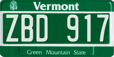 VT license plate ZBD917