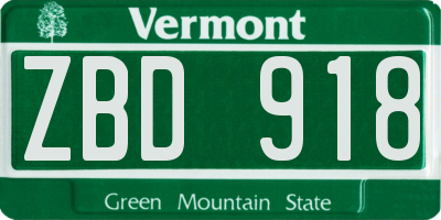 VT license plate ZBD918
