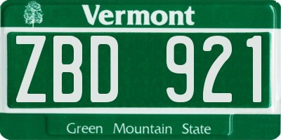 VT license plate ZBD921