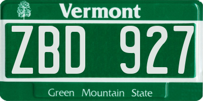VT license plate ZBD927