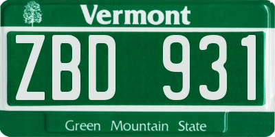 VT license plate ZBD931