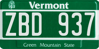 VT license plate ZBD937