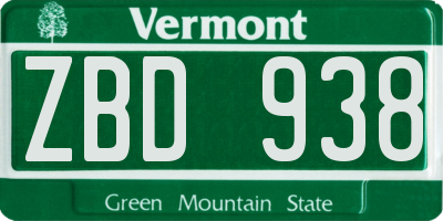 VT license plate ZBD938