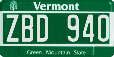 VT license plate ZBD940