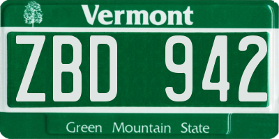 VT license plate ZBD942