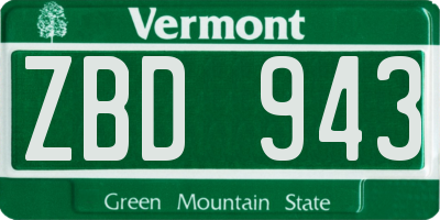 VT license plate ZBD943