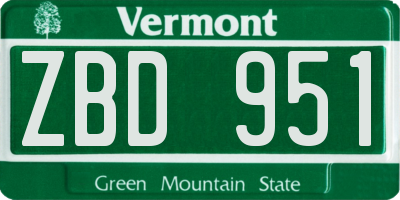 VT license plate ZBD951