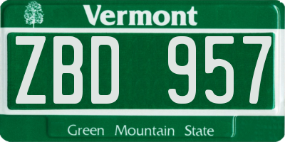 VT license plate ZBD957