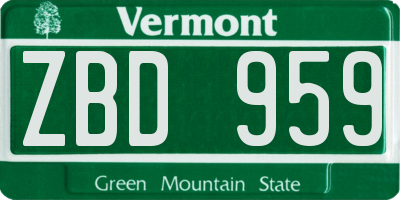 VT license plate ZBD959