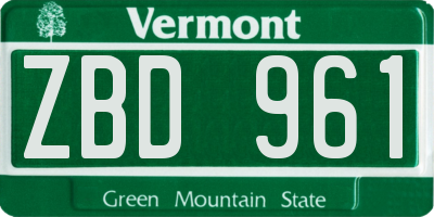 VT license plate ZBD961