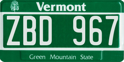 VT license plate ZBD967