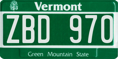 VT license plate ZBD970