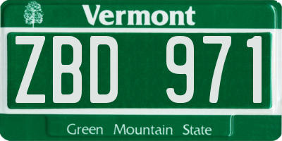 VT license plate ZBD971