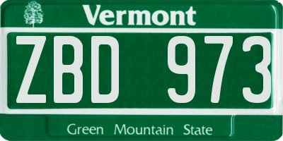 VT license plate ZBD973