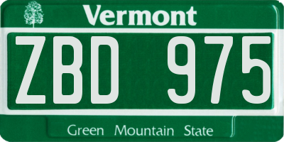 VT license plate ZBD975