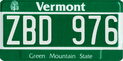 VT license plate ZBD976