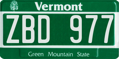 VT license plate ZBD977