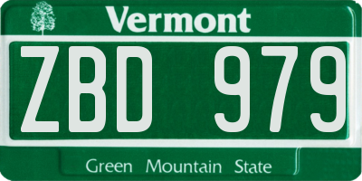 VT license plate ZBD979