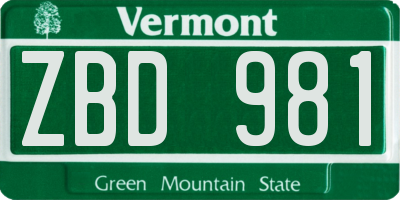 VT license plate ZBD981