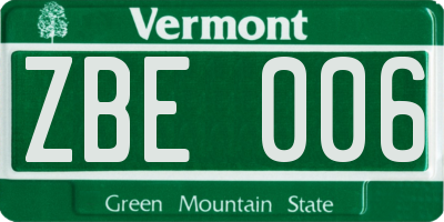 VT license plate ZBE006