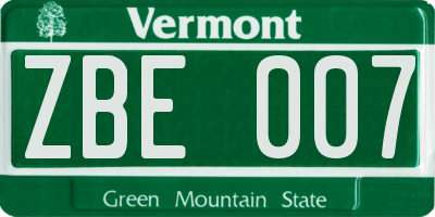 VT license plate ZBE007