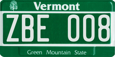 VT license plate ZBE008