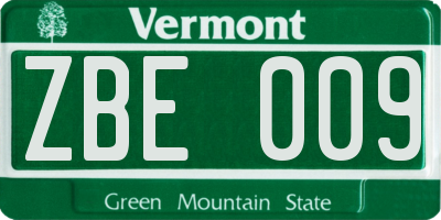 VT license plate ZBE009