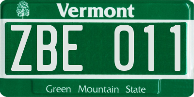 VT license plate ZBE011