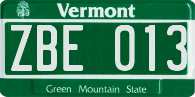 VT license plate ZBE013