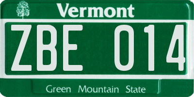 VT license plate ZBE014