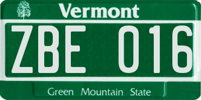 VT license plate ZBE016