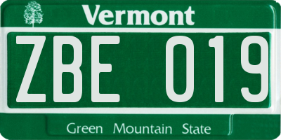 VT license plate ZBE019