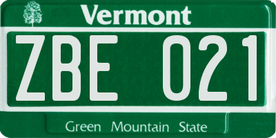 VT license plate ZBE021