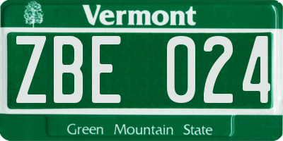 VT license plate ZBE024
