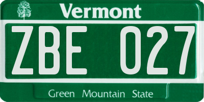 VT license plate ZBE027