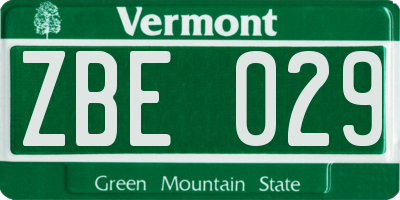 VT license plate ZBE029