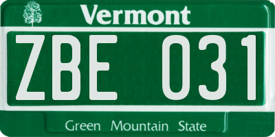 VT license plate ZBE031
