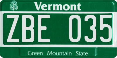 VT license plate ZBE035