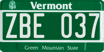 VT license plate ZBE037