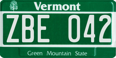 VT license plate ZBE042