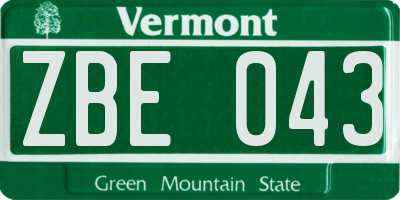 VT license plate ZBE043