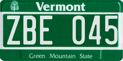 VT license plate ZBE045