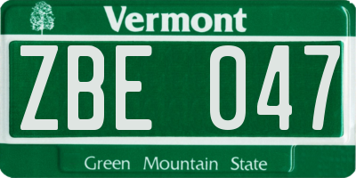 VT license plate ZBE047