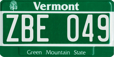 VT license plate ZBE049