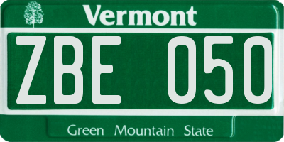 VT license plate ZBE050